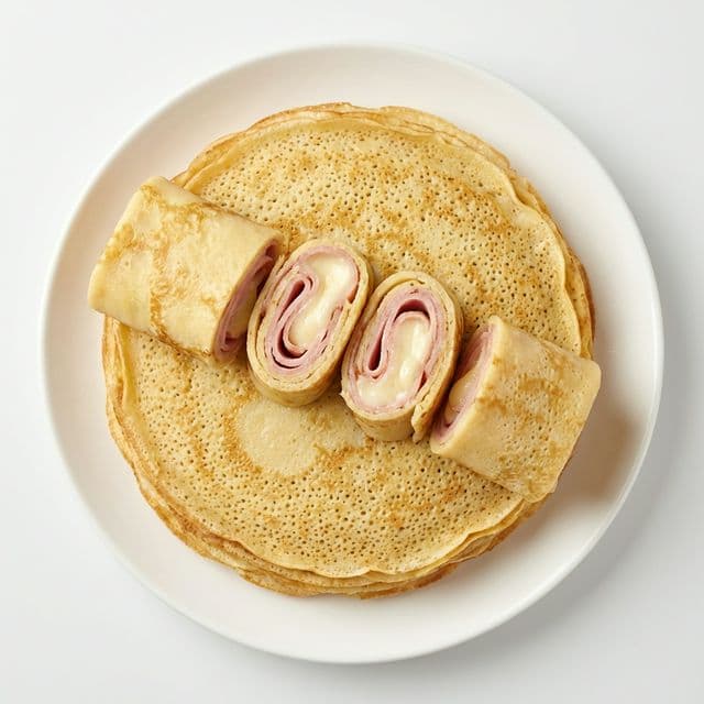 Блины с ветчиной и сыром
