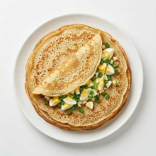Блины с луком и яйцом